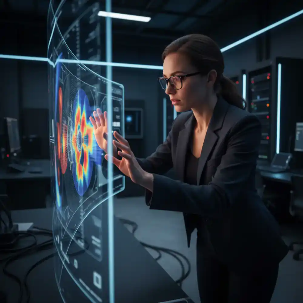Engineer analyzing pressure points on a digital screen