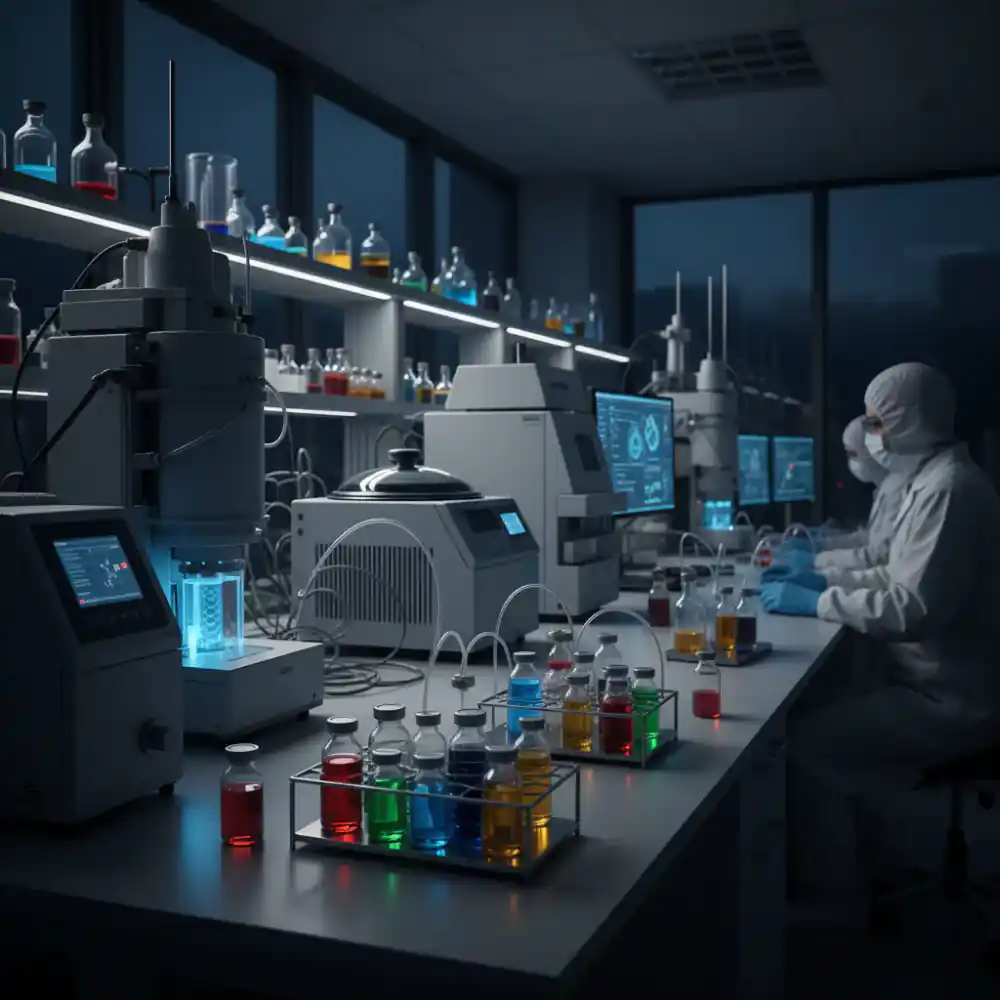 Laboratory setting showing clinical supplement testing