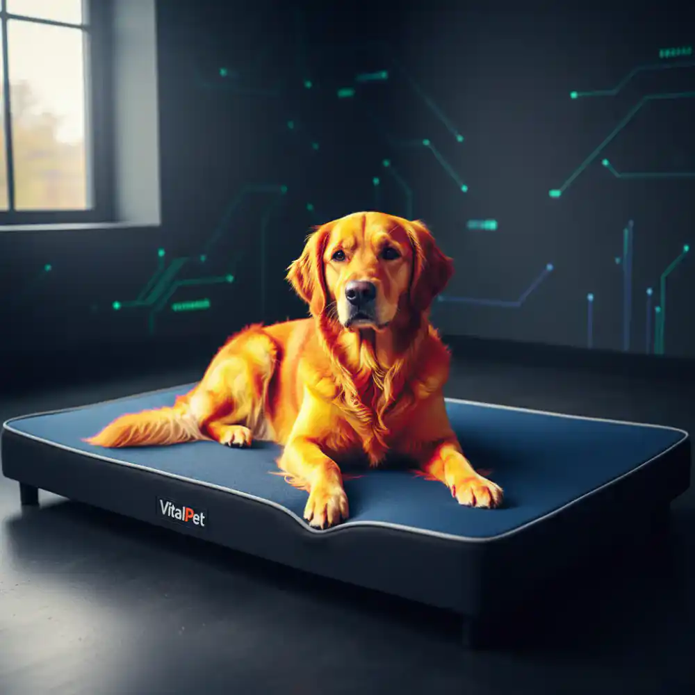 Thermal mapping of a dog resting on a VitalPet orthopedic bed