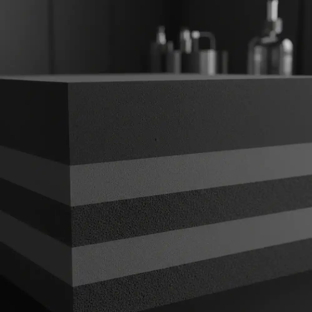 Cross-section of high-density memory foam layers