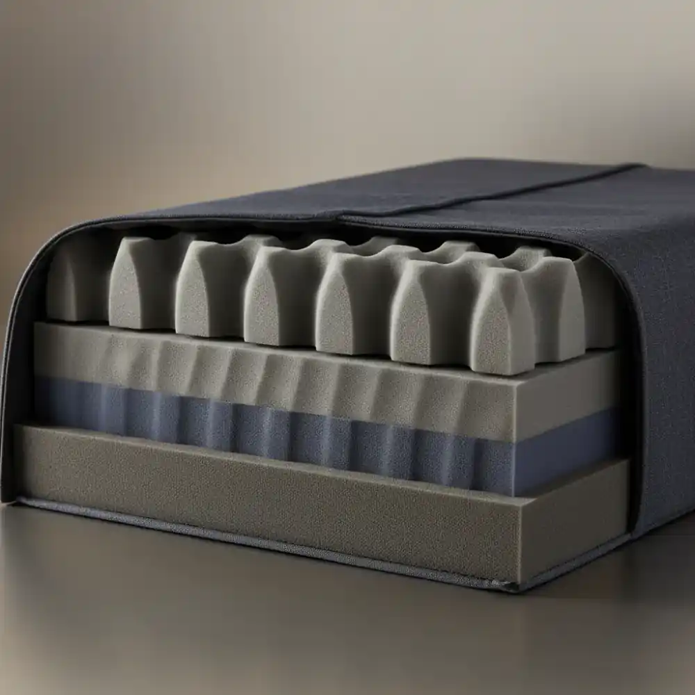 Diagram showing high-density orthopedic foam layers of a VitalPet bed